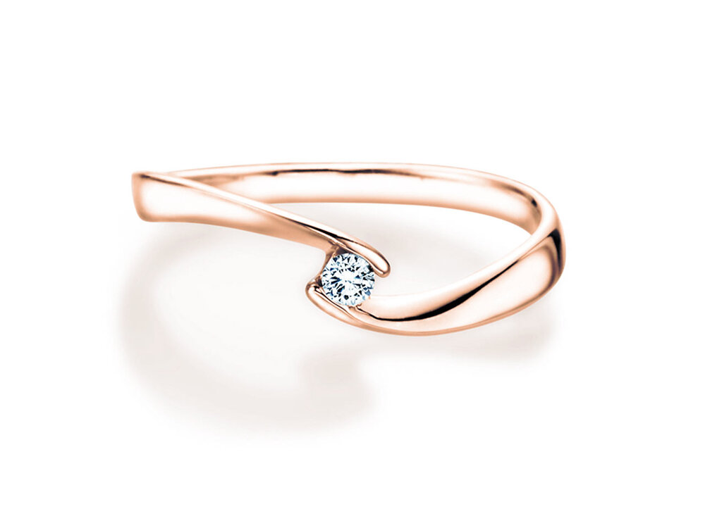 Spannring Twist Petite in 14K Roségold mit Diamant 0,06ct G/SI