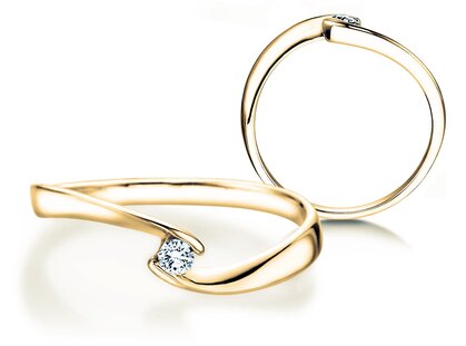 Spannring Twist Petite in 14K Gelbgold mit Diamant 0,06ct G/SI