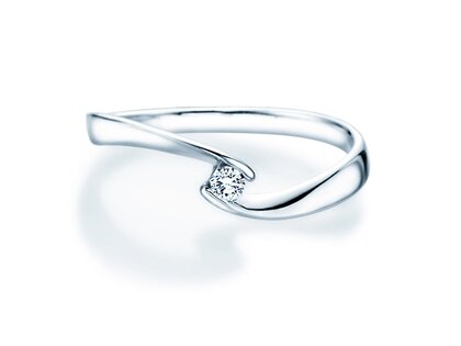 Spannring Twist Petite in 14K Weißgold mit Diamant 0,06ct G/SI