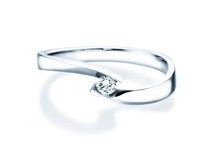 Spannring Twist Petite in 14K Weißgold mit Diamant 0,09ct G/SI