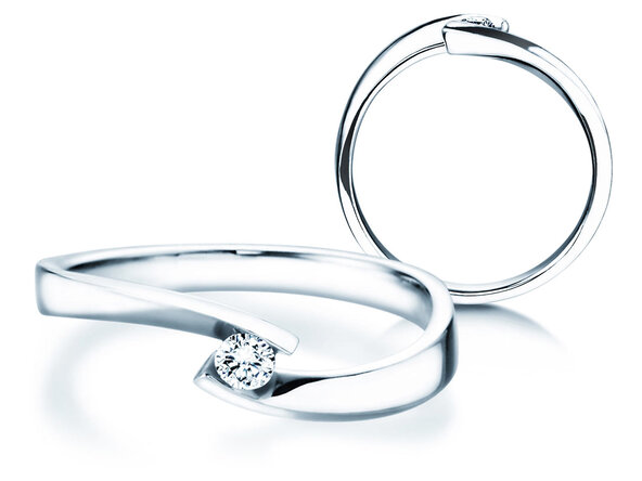 Spannring Twist Petite in 14K Weißgold mit Diamant 0,09ct G/SI