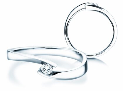 Spannring Twist Petite in 14K Weißgold mit Diamant 0,09ct G/SI