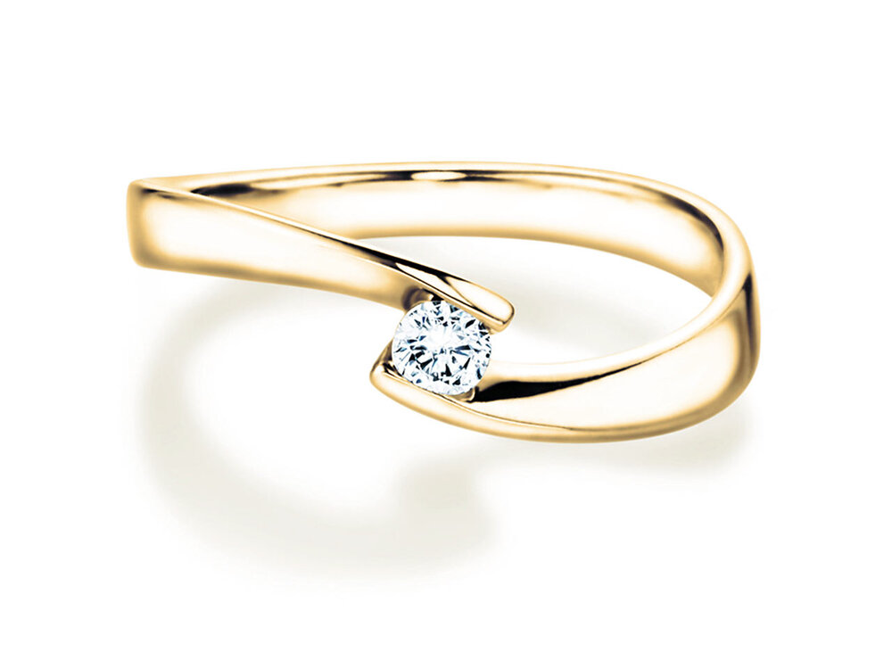 Spannring Twist Petite in 14K Gelbgold mit Diamant 0,13ct G/SI