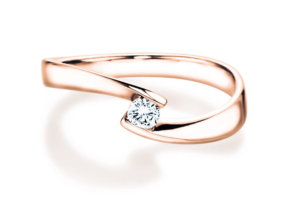 Spannring Twist Petite in 14K Roségold mit Diamant 0,13ct G/SI