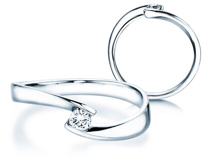 Spannring Twist Petite in 14K Weißgold mit Diamant 0,13ct G/SI