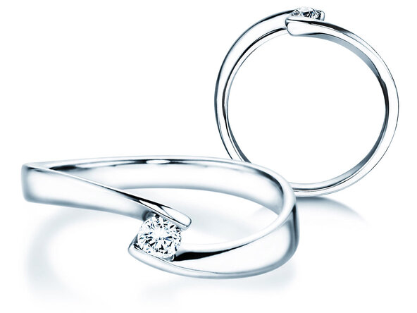 Spannring Twist Petite in 14K Weißgold mit Diamant 0,13ct G/SI