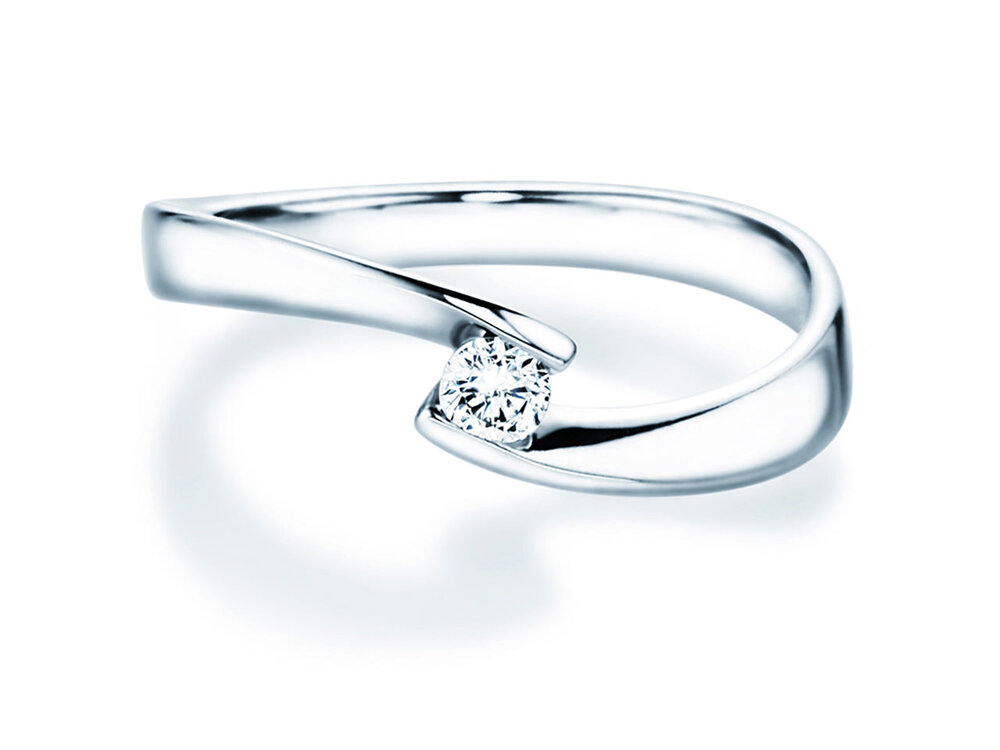 Spannring Twist Petite in 14K Weißgold mit Diamant 0,13ct G/SI