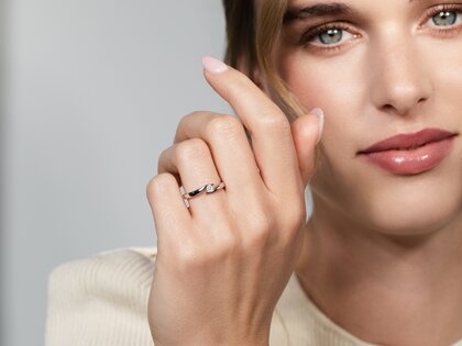 Spannring Twist in Silber 925/- mit Diamant 0,10ct G/SI