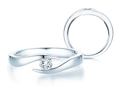 Spannring Twist in 14K Weißgold mit Diamant 0,20ct G/SI