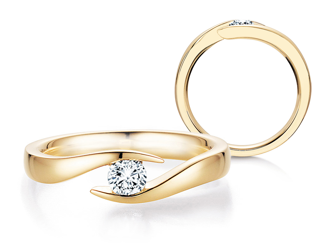 Spannring Twist in Gelbgold