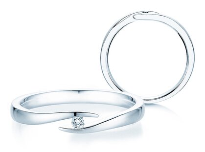 Spannring Twist in 9K Weißgold mit Diamant 0,03ct G/SI