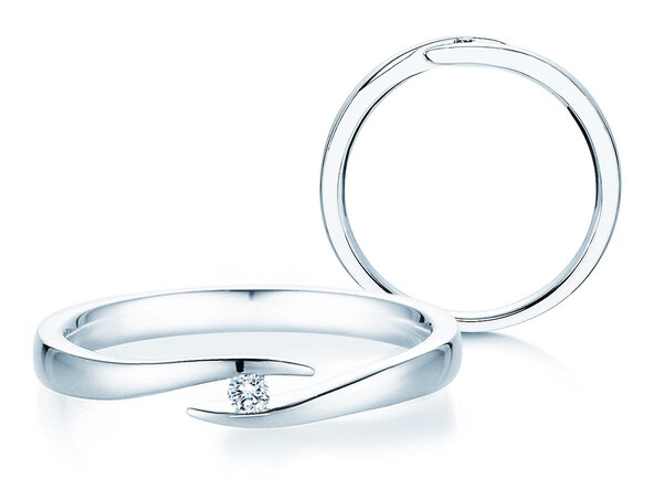 Spannring Twist in 14K Weißgold mit Diamant 0,03ct G/SI