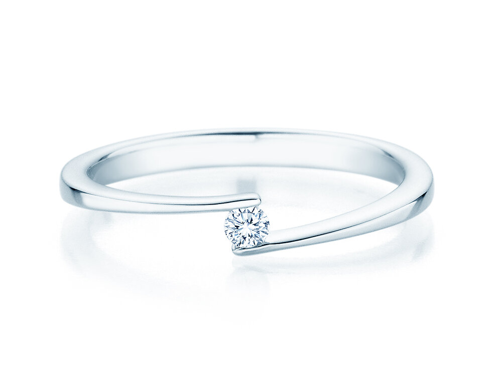 Spannring Vibe in 14K Weißgold mit Diamant 0,05ct G/SI