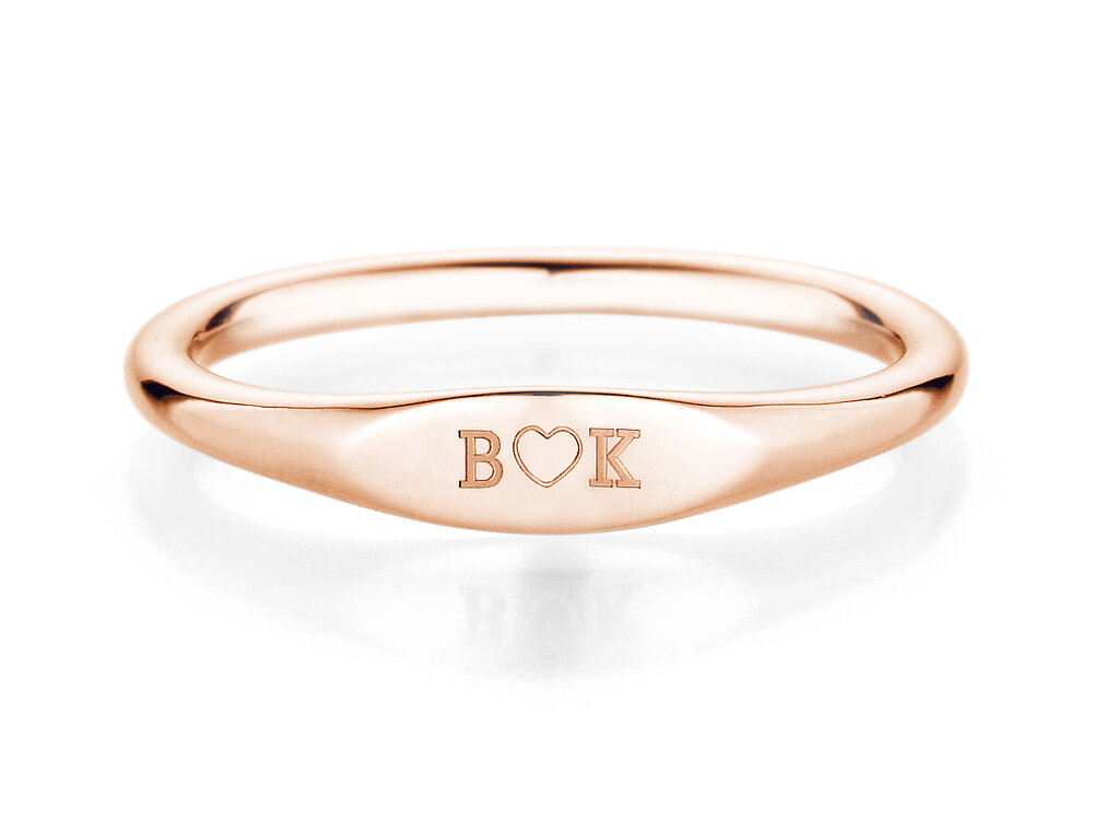 Ring Signet in 9K Roségold poliert
