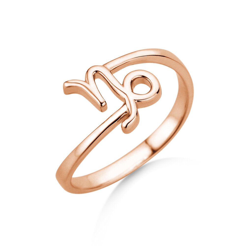 Sternzeichen-Ring Steinbock in 9K Roségold
