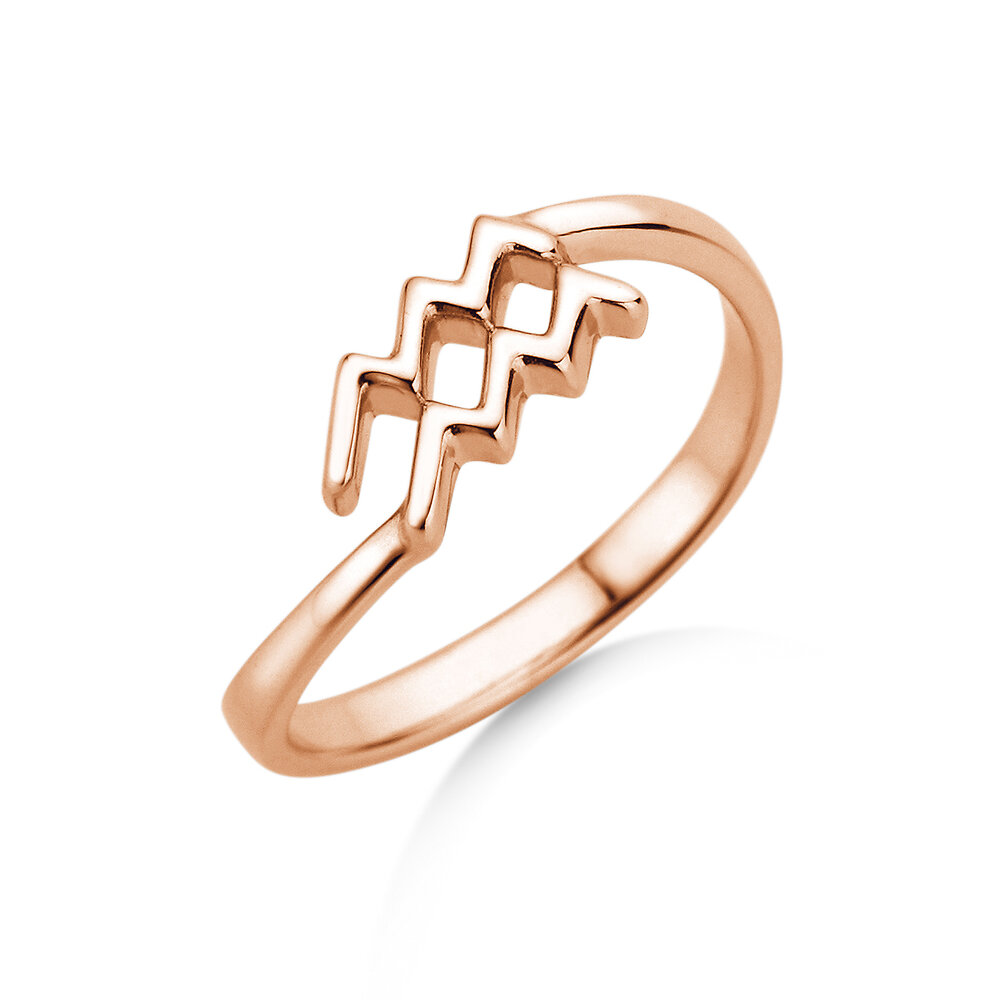 Sternzeichen-Ring Wassermann in 9K Roségold