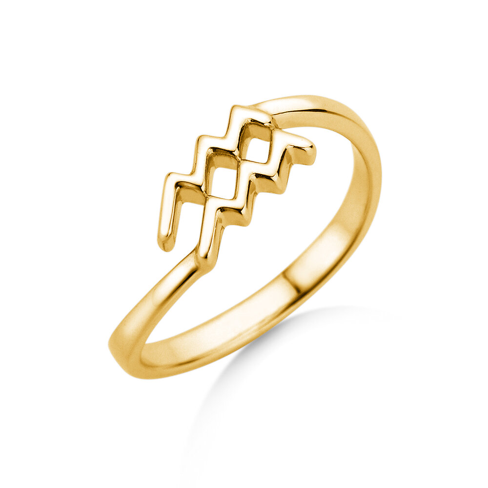 Ring Sternzeichen Wassermann in 18K Gelbgold