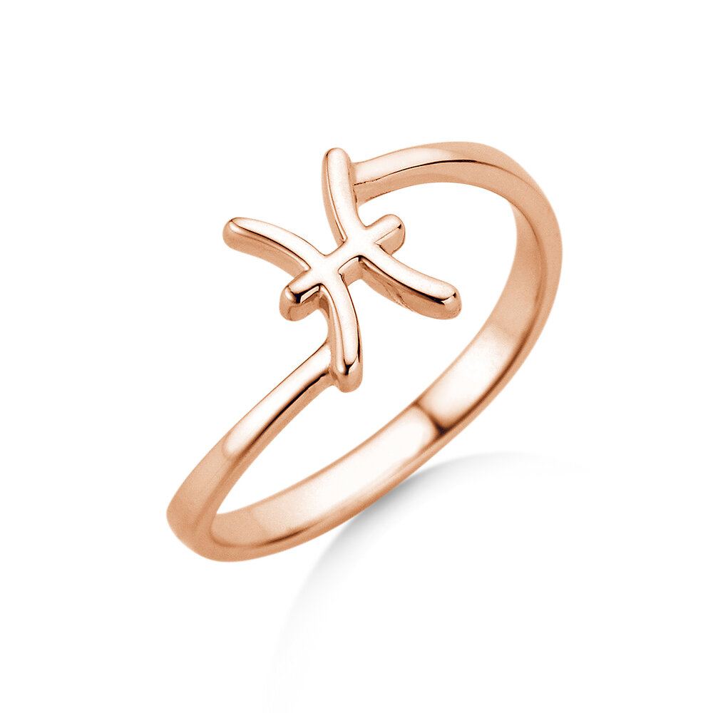 Sternzeichen-Ring Fische in 9K Roségold