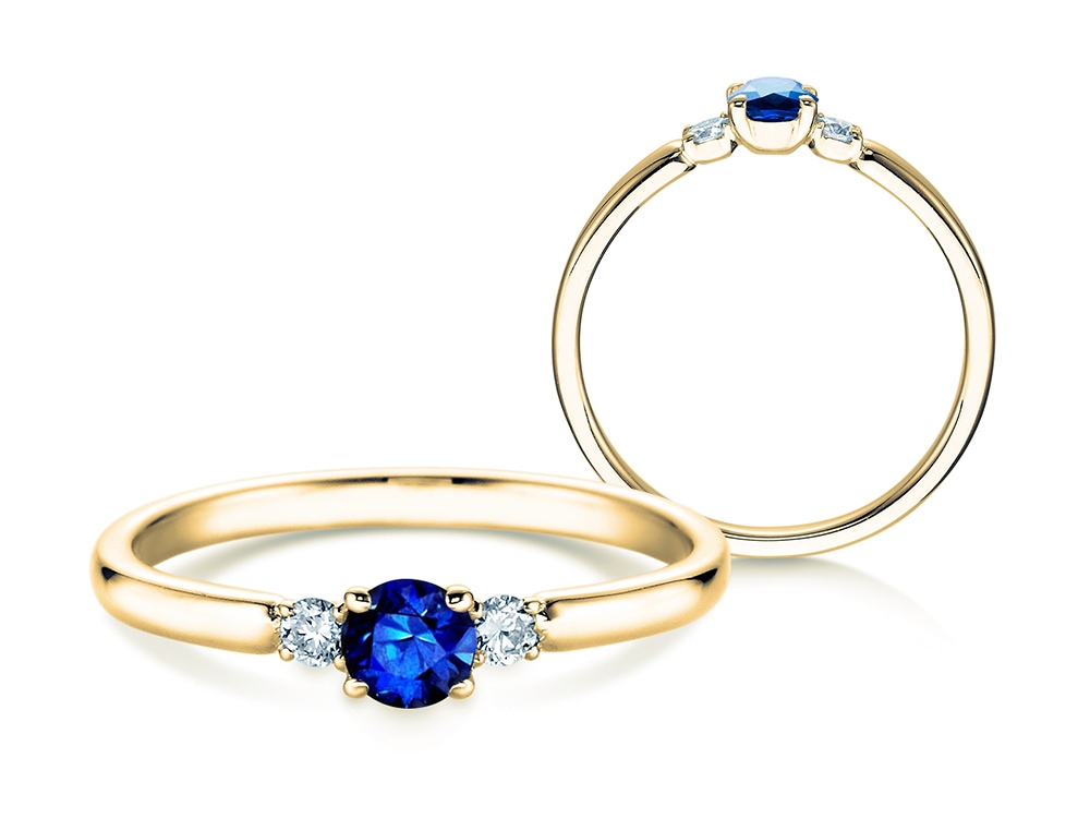 Farbsteinring Vivid Petite in 9K Gelbgold mit Saphir 0,23ct und Diamanten 0,07ct