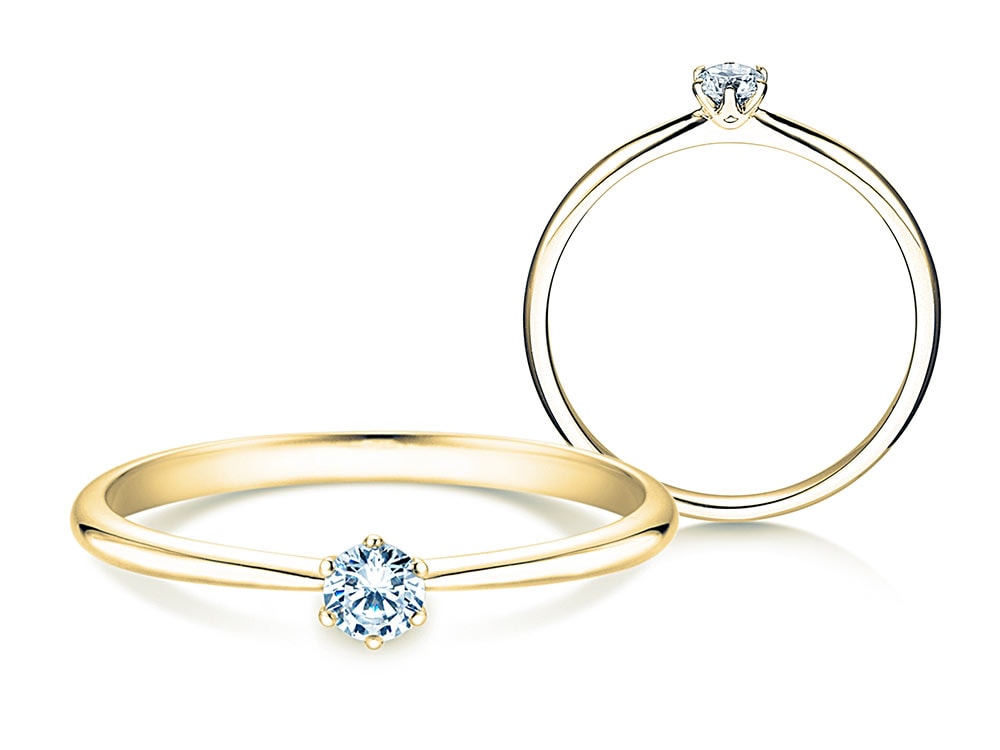 Solitärring Spirit in 14K Gelbgold mit Diamant 0,15ct D/IF