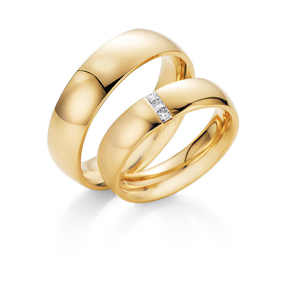 Eheringe 2Souls in 14K Gelbgold mit Diamanten 0,09ct G/SI