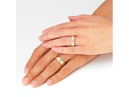 Eheringe 2Souls in 14K Gelbgold mit Diamanten 0,09ct G/SI
