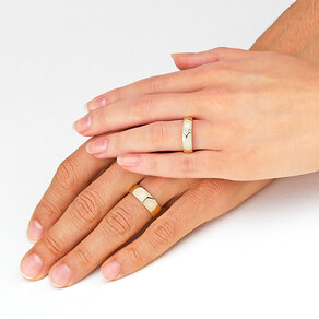 Eheringe 2Souls in 14K Gelbgold mit Diamanten 0,09ct G/SI