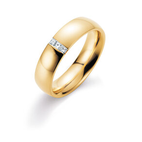 Eheringe 2Souls in 14K Gelbgold mit Diamanten 0,09ct G/SI