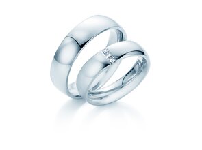 Eheringe 2Souls in 14K Weißgold mit Diamanten 0,09ct G/SI