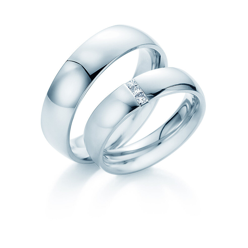 Eheringe 2Souls in 18K Weißgold mit Diamanten 0,09ct G/SI