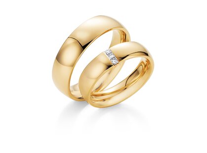 Eheringe 2Souls in 14K Gelbgold mit Diamanten 0,09ct G/SI