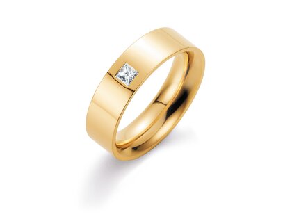 Eheringe Affinity in 14K Gelbgold mit Diamant 0,15ct G/SI