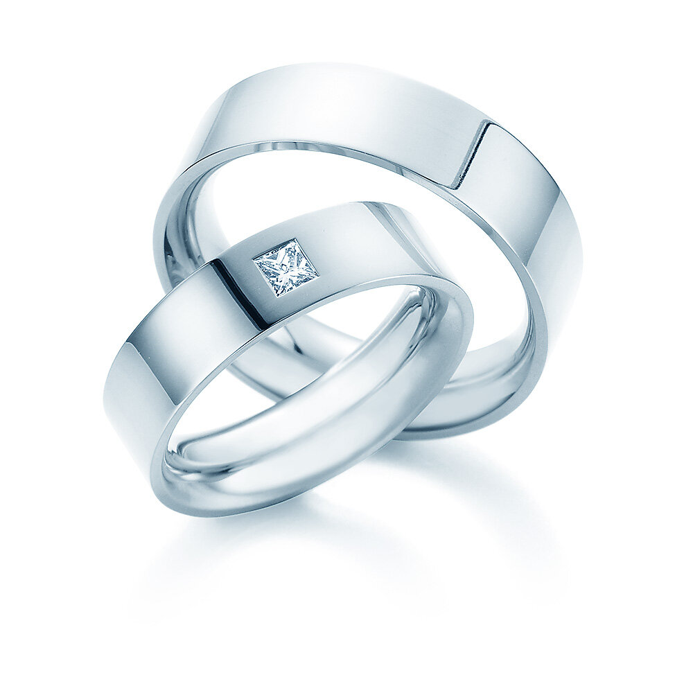 Eheringe Affinity in 18K Weißgold mit Diamant 0,15ct G/SI