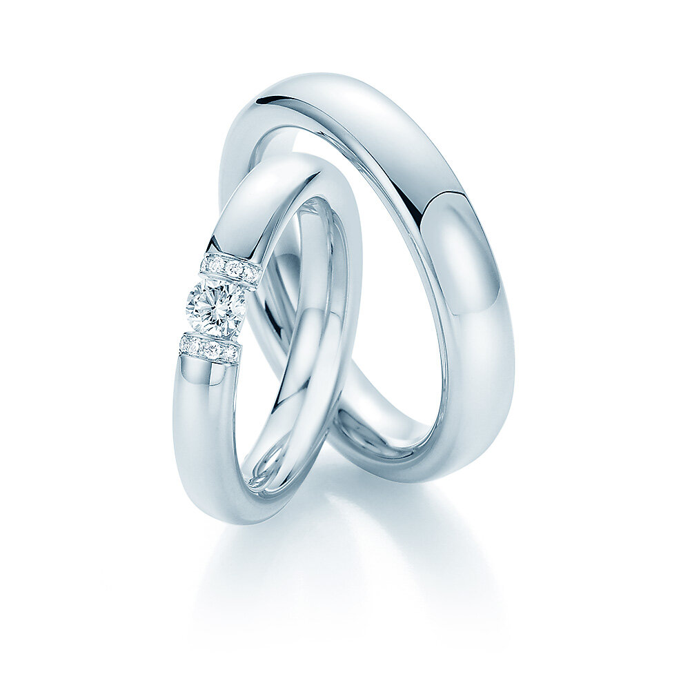 Eheringe Diamond Spark in 18K Weißgold mit Diamant 0,25ct G/SI