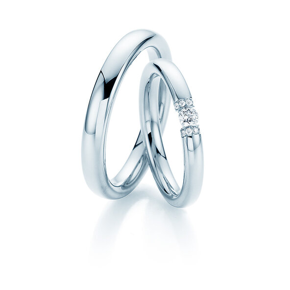 Eheringe Diamond Star in Platin 950/- mit Diamant 0,15ct G/SI