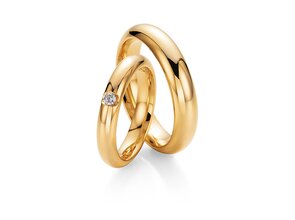 Eheringe Embrace in 14K Gelbgold mit Diamant 0,05ct G/SI
