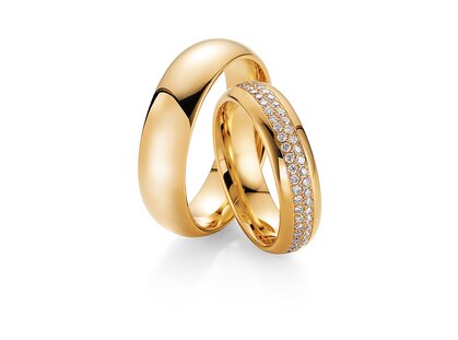 Eheringe Heartbeat in 18K Gelbgold mit Diamanten 0,75ct