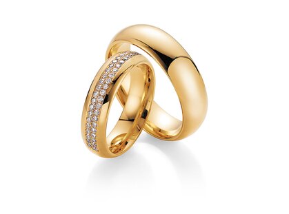 Eheringe Heartbeat in 18K Gelbgold mit Diamanten 0,50ct G/SI