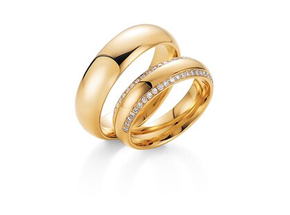 Eheringe Life Lines in 14K Gelbgold mit Diamanten 0,50ct G/SI