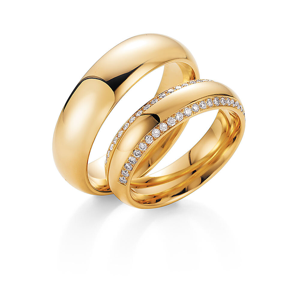 Eheringe Life Lines in 18K Gelbgold mit Diamanten 0,50ct G/SI