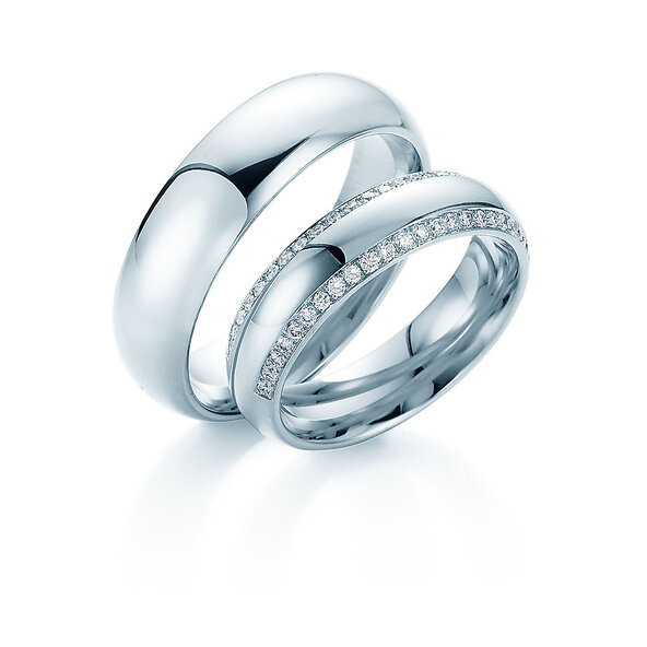 Eheringe Life Lines in Platin 950/- mit Diamanten 0,50ct G/SI