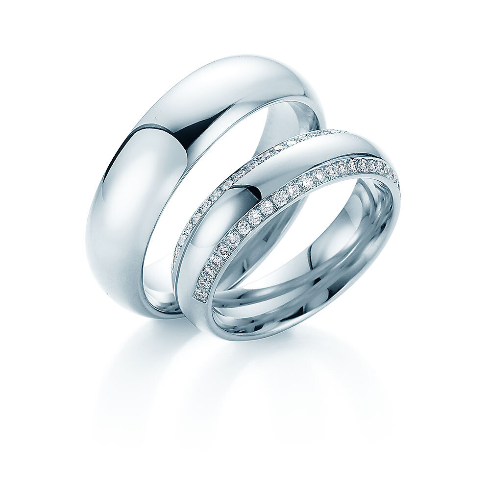 Eheringe Life Lines in 18K Weißgold mit Diamanten 0,50ct G/SI