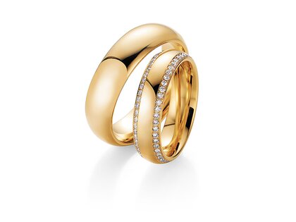 Eheringe Life Lines in 18K Gelbgold mit Diamanten 0,75ct G/SI