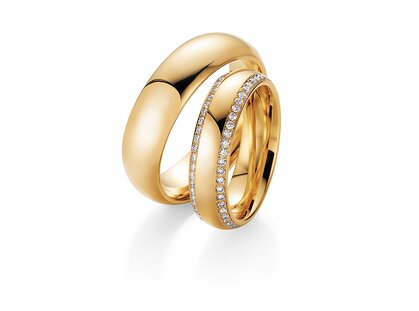 Eheringe Life Lines in 18K Gelbgold mit Diamanten 0,75ct G/SI