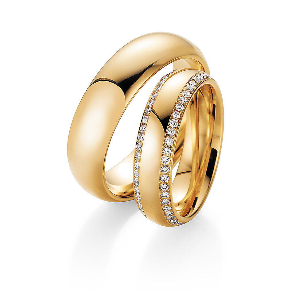 Eheringe Life Lines in 18K Gelbgold mit Diamanten 0,75ct G/SI