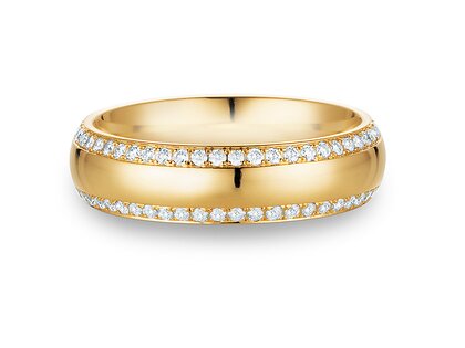 Eheringe Life Lines in 18K Gelbgold mit Diamanten 0,75ct G/SI