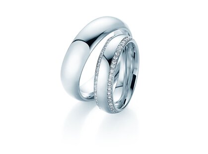 Eheringe Life Lines in Platin 950/- mit Diamanten 0,75ct G/SI