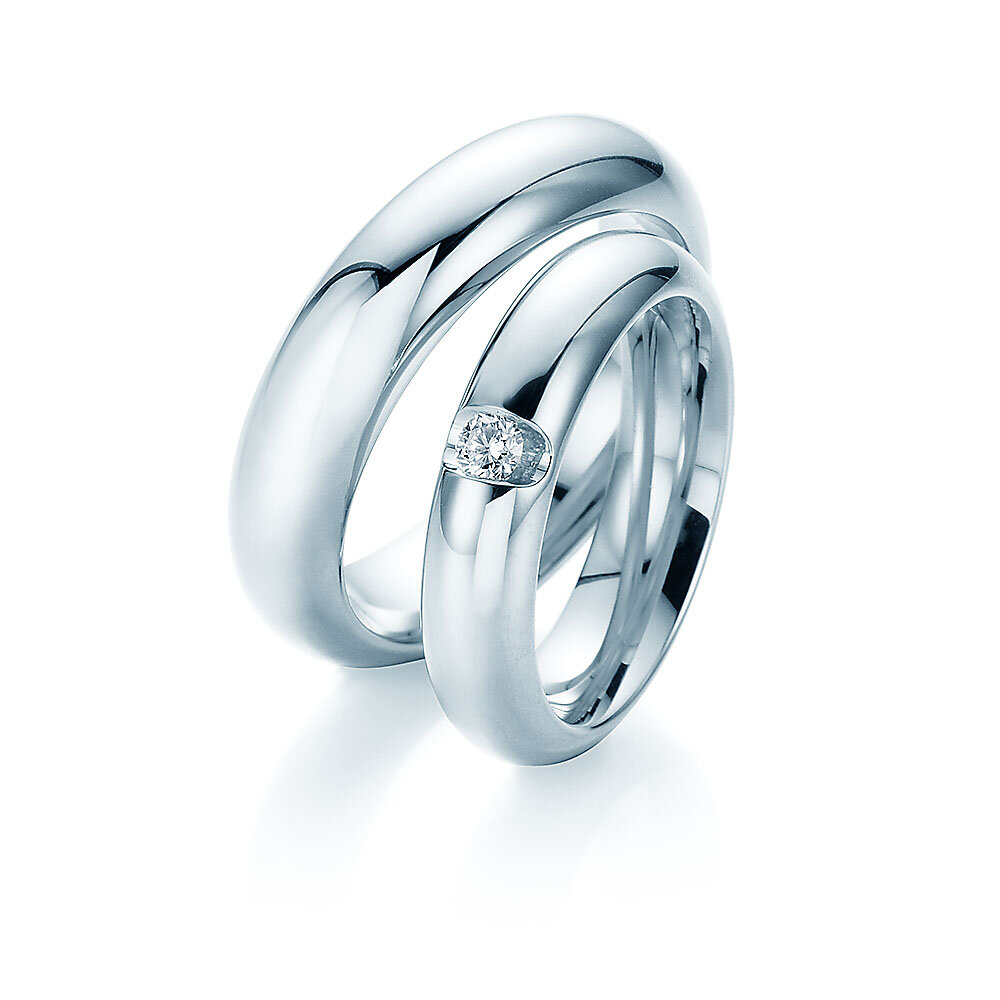 Eheringe Sky High in 18K Weißgold mit Diamant 0,10ct G/SI